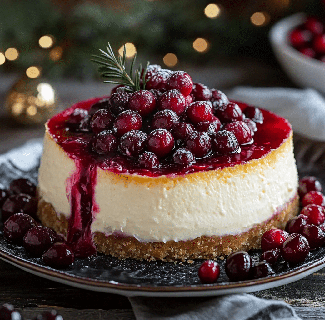 Cranberry White Chocolate Cheesecake Serving