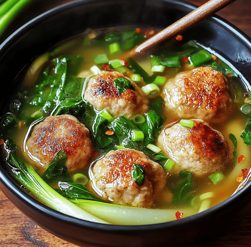 Ginger Chicken Meatball Soup with Baby Bok Choy 5 Ginger Chicken Meatball Soup Introduction Image