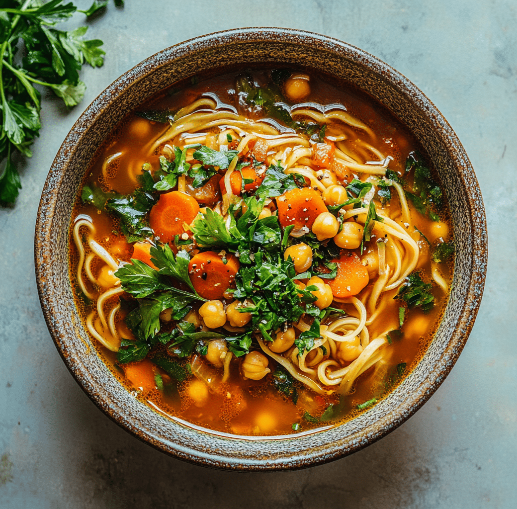 Cooking Process of Chickpea Noodle Soup