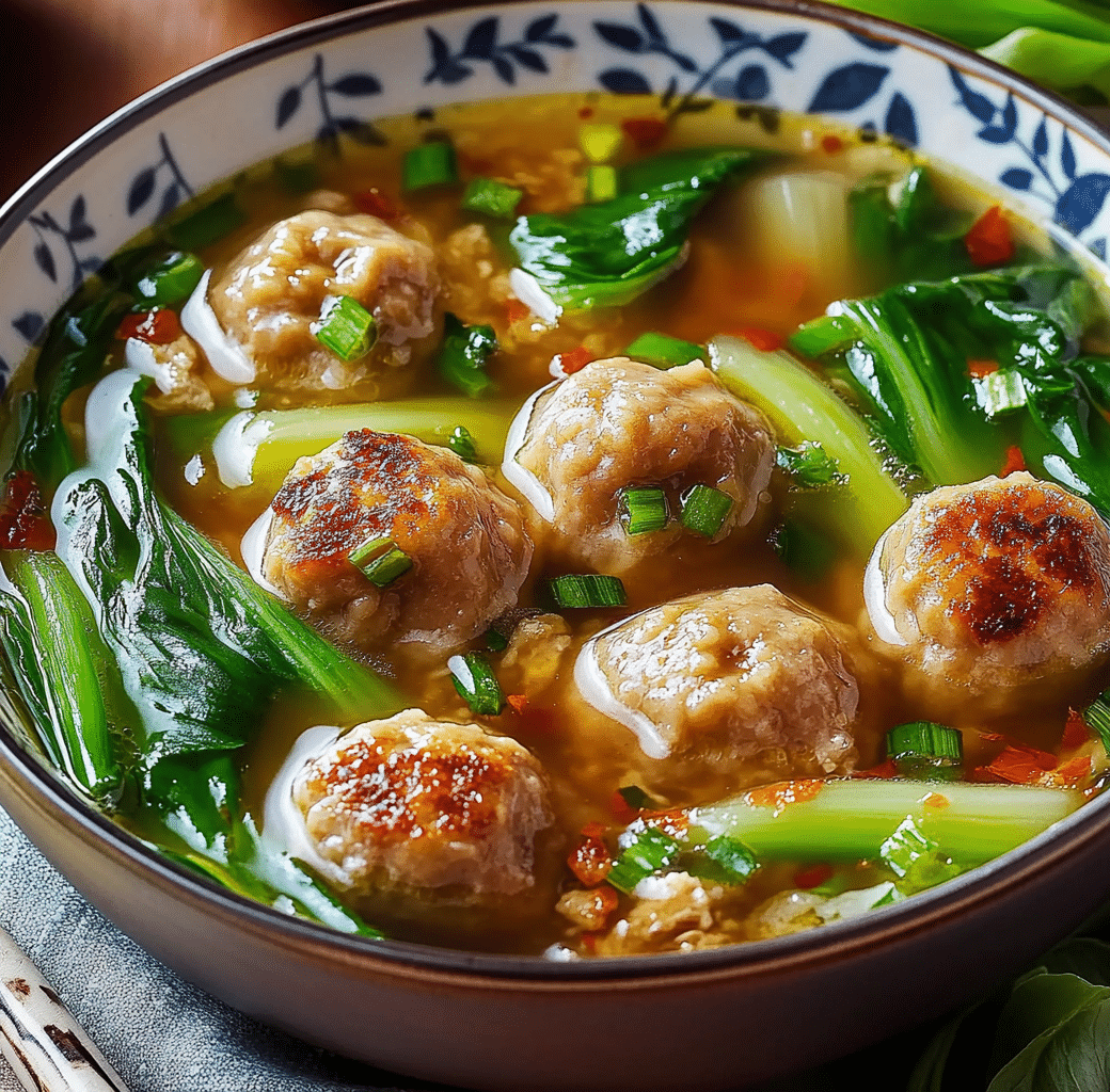 Ginger Chicken Meatball Soup with Baby Bok Choy 6 Cooking Process