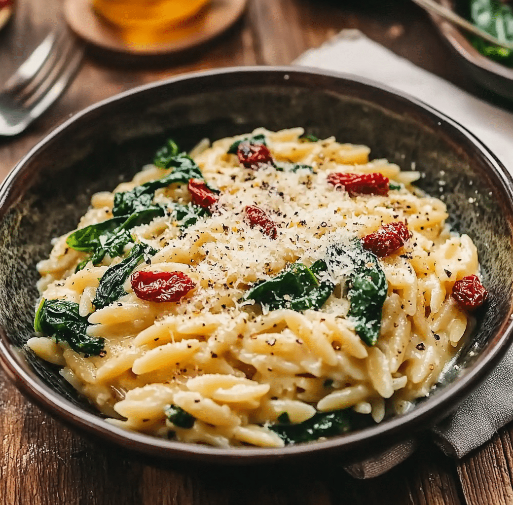 Creamy Tuscan Orzo: Effortless Dinner Delight 6 Cooking Process