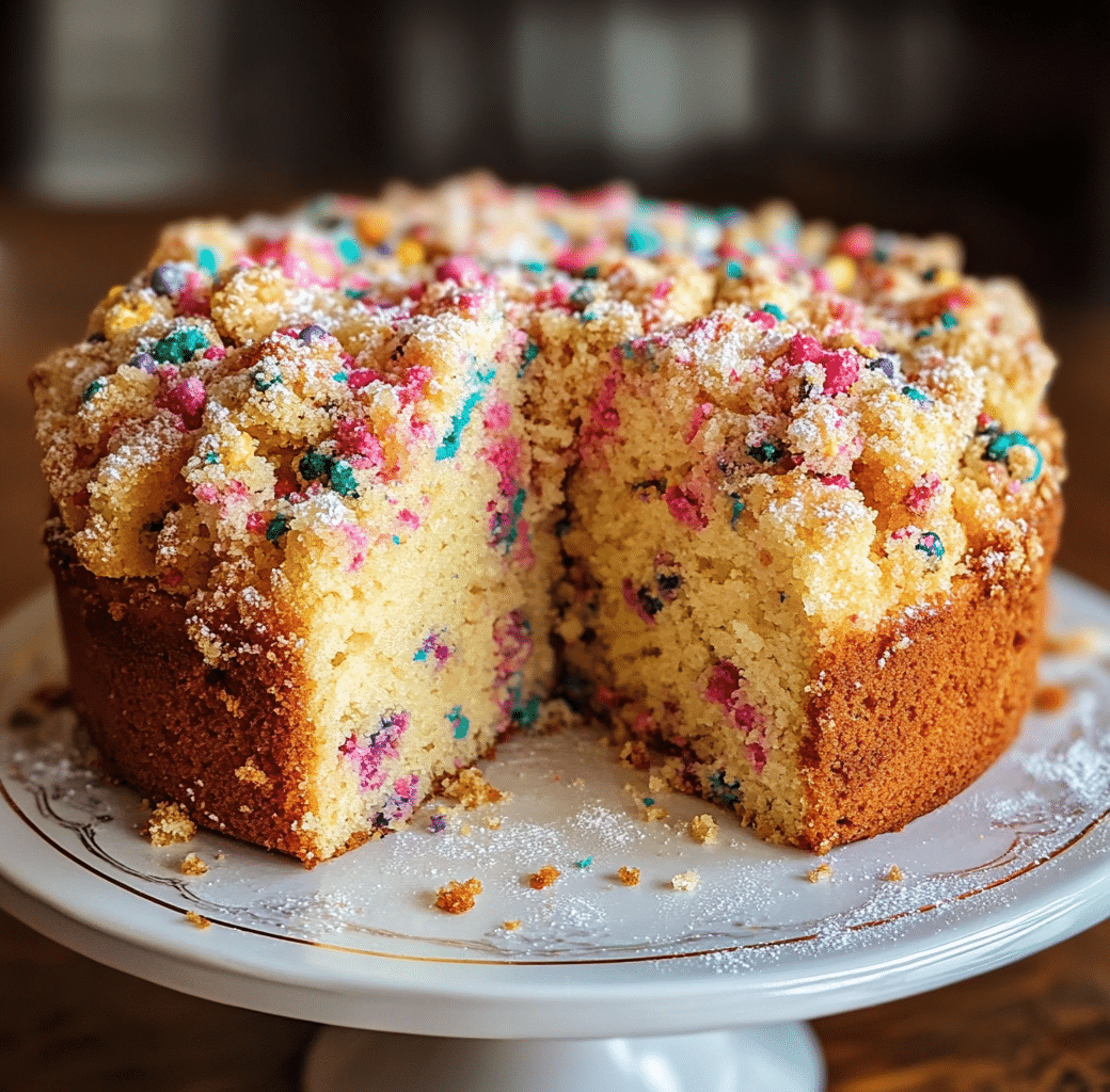 Double Funfetti Crumb Cake Process