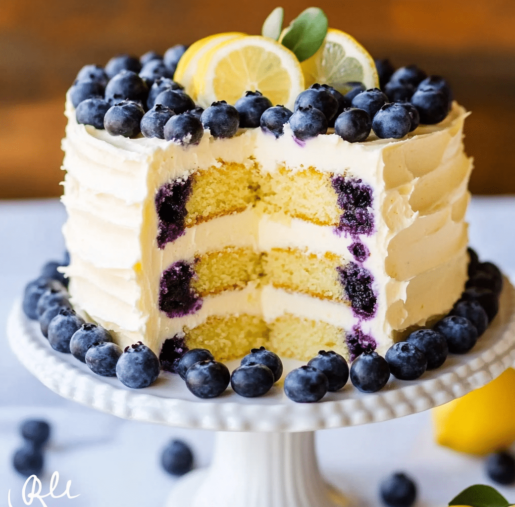 Lemon Blueberry Layer Cake Decoration