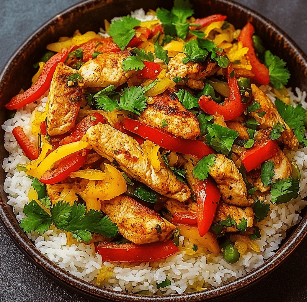 Cooking Process of Chicken Fajita Rice