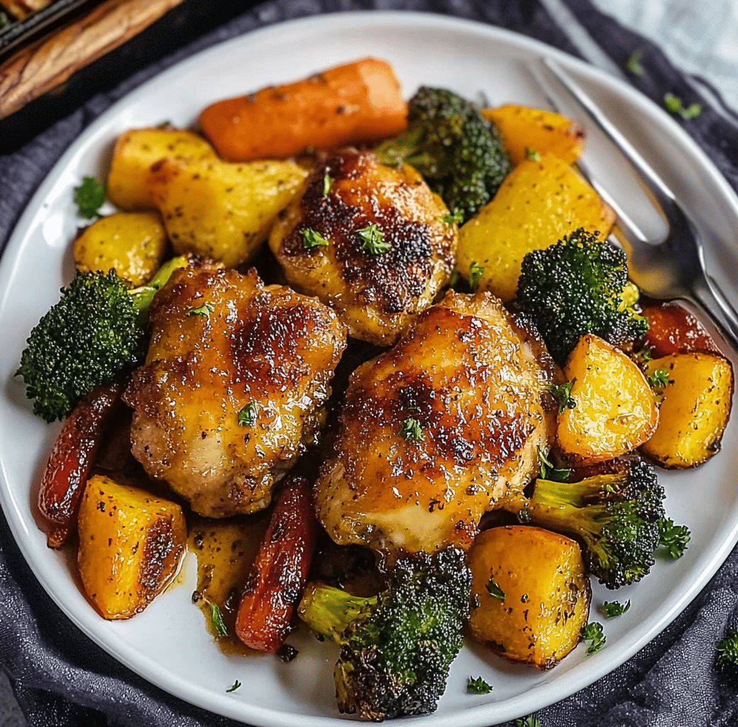 Honey Garlic Chicken Sheet Pan Meal